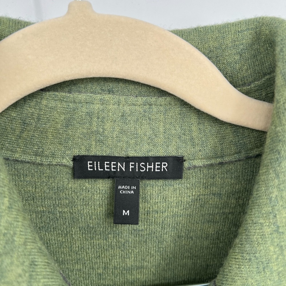 Eileen Fisher double breasted merino wool pea coat jacket lightweight green M - Picture 2 of 10